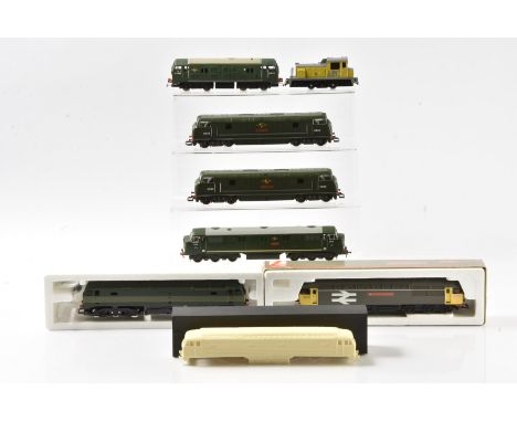 OO Gauge Diesel Locomotives,  an unboxed group including, Lima D843 Sharp Shooter in BR green livery (2) and ARC Shunter No 6