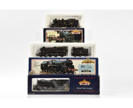 Bachmann OO Gauge BR steam Locomotives, 31-450A black 2-6-2 Ivatt Tank, 31-103 black 4-6-0 Class 4  75020 and 32-500 green St