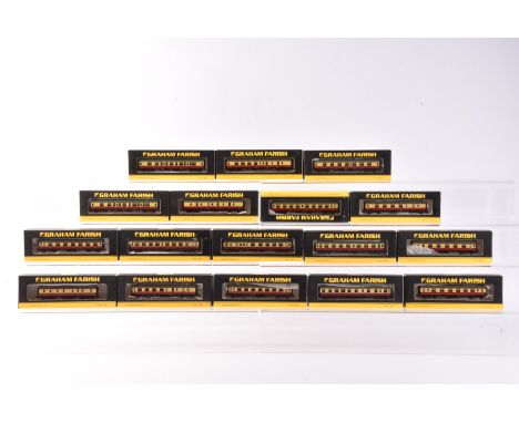 Graham Farish by Bachmann N Gauge BR Crimson and Cream Coaching Stock, a boxed group comprising, Mk1 374-185B, 374-060B, 374-