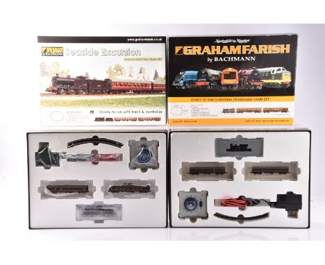 Graham Farish by Bachmann N Gauge Steam Train Sets Seaside Excursion and Suburban Passenger Set, two boxed examples 370-180 S