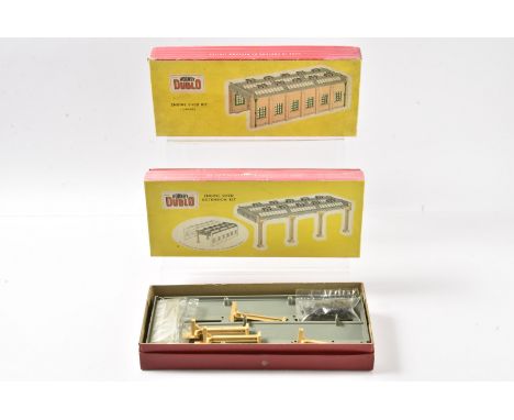 Hornby-Dublo OO Gauge 2-Rail Engine Shed and Extension Kits, 5005 Engine Shed Kit and 5006 Extension Kit, both in picture box