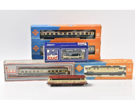 German HO Gauge Diesel and Electric  Locomotives and Coaching Stock, boxed examples Jouef 8533 260-909-7 shunting locomotive 