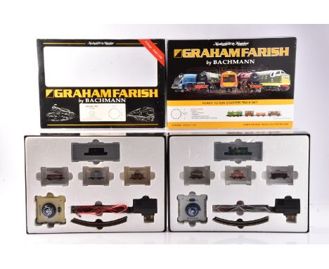 Graham Farish by Bachmann N Gauge Steam Freight Sets, two boxed examples, 370-025 Freight Starter Set including 0-6-0 268 in 
