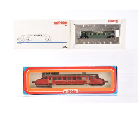 Märklin HO Gauge Railcar and Railbus, two boxed examples 3125 Rce 2/4 203 Red Arrow of the SBB in red livery and 3123 Railbus