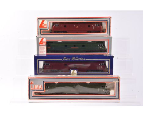Lima OO Gauge Diesel Locomotives, four boxed examples 205128 D838Warship Class Rapid in BR maroon livery, 204800A5 Western Cr
