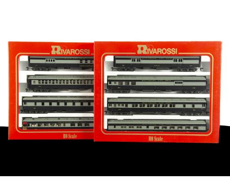 Rivarossi Boxed Production Sample American 1920s Coach Sets, ref 6908 'A' and 6909 'B' sets, each of 4 coaches in Baltimore &