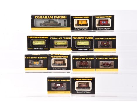 Graham Farish and Farish by Bachmann N Gauge Diesel Locomotive and Private Owner Goods Wagons,  a cased locomotive with card 
