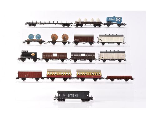 Continental HO Gauge Goods Wagons, a boxed/cased collection including tank wagons, sliding door wagons, mineral wagons, plank