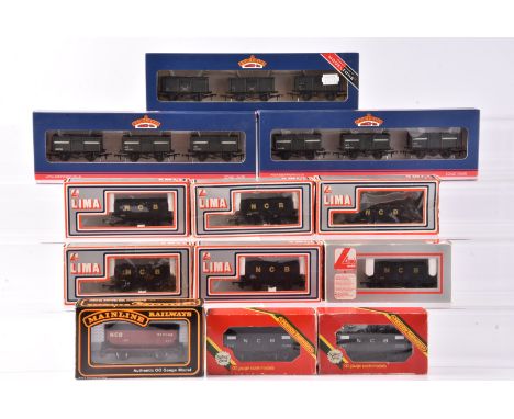 OO Gauge NCB wagons by various makers, Bachmann 37-236 three weathered mineral trucks ( 2 sets), 37-225  Model zone excl thre