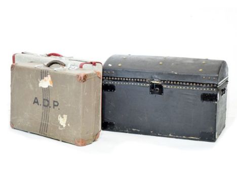 Dome top trunk and two vintage suitcases   Condition: 