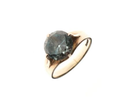 Dress ring set aquamarine coloured stone, the shank stamped W.GOLD, size N   Condition: 