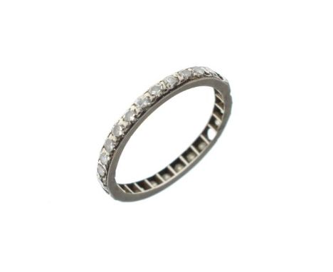 White metal diamond set eternity ring, size N½   Condition: 