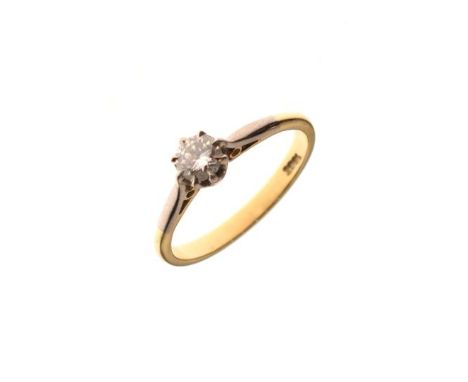 Solitaire diamond ring, the shank stamped 18ct, size M½   Condition: 