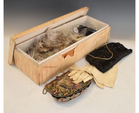 Two Late 19th Century French ostrich feather fans, one having mother-of-pearl sticks, the other tortoiseshell sticks, one oth