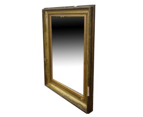 Regency design rectangular wall mirror having rectangular panel of gilt gesso bell husk cresting, together with one other rec