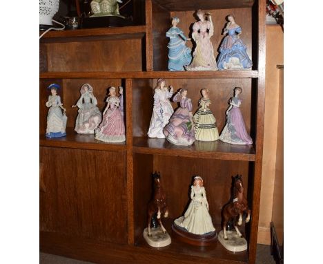 Royal Doulton figure - The Duchess of York HN3086, a collection of Wedgwood bisque porcelain figures of ladies and a pair of 