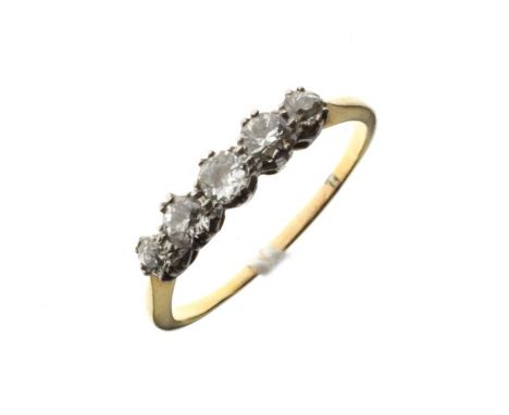 Graduated five stone diamond ring, size Q½   Condition: 