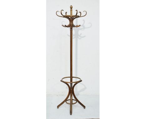Late 20th Century stained beech bentwood coat stand   Condition: 