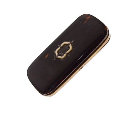 Late 19th/early 20th Century white metal and mother-of-pearl mounted tortoiseshell visiting card case   Condition: 