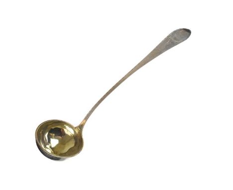Early 19th Century Norwegian silver punch ladle having engraved decoration, Bergen hallmarks for 1800, assayer's marks P and 