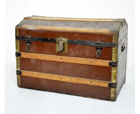 Early 20th Century canvas bound dome top trunk   Condition: 