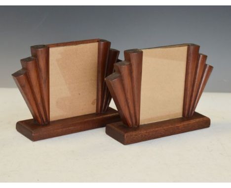 Pair of Art Deco design mahogany fan shaped picture frames   Condition: 