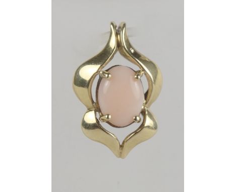 Anhänger mit rosa Opal, 375er Gold, Gew.1,42g ovaler Cabochon, feste Durchzugöse, L.1,8cm