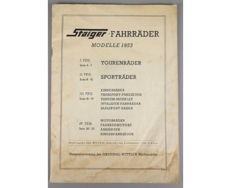 Katalog Steiger -Fahrräder, Modelle 1953 I.Teil: Tourenräder, II.Teil: Sporträder, III.Teil: Kinderräder, Transport-Fahrzeuge