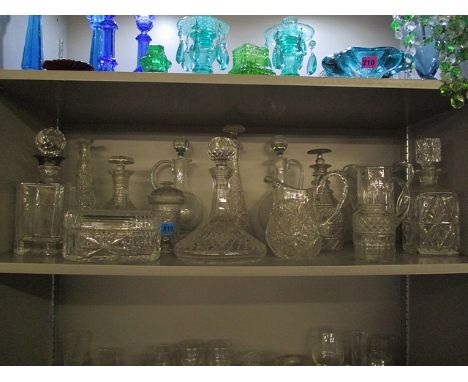 A selection of Georgian and later cut glass tableware to include a Whisky decanter with a white metal collar and a Georgian c