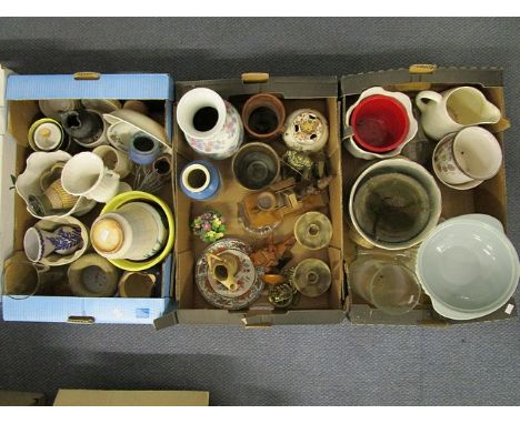 A mixed lot of ceramics and glassware to include a Royal Worcester blush ivory jug and an early 20th century Satsuma vase, al