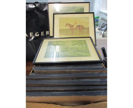 A large quantity of framed and glazed prints to include hunting and coaching prints