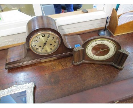 A mahogany cased 1927 mantle clock, together with another quartz clock