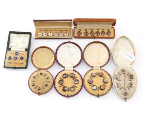 Early 20th Century Gents Dress Studs and Accessories, including three smokey mother of pearl sets with various mounts; simila