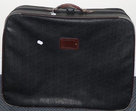 Mulberry Scotch Grain Leather Suitcase, with brown leather trim and plaid interior, housing a detachable black accessories ba