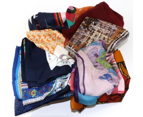 Thirty Five Assorted Modern Mainly Silk Scarves, including Baccarat, Louis Feraud, Laura Ashley, Christian Dior, Jacqmar, Jae