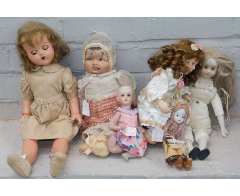 A group of ceramic faced dolls, all unmarked, to include an Andrietta Dolls of Distinction, and various others, to include on