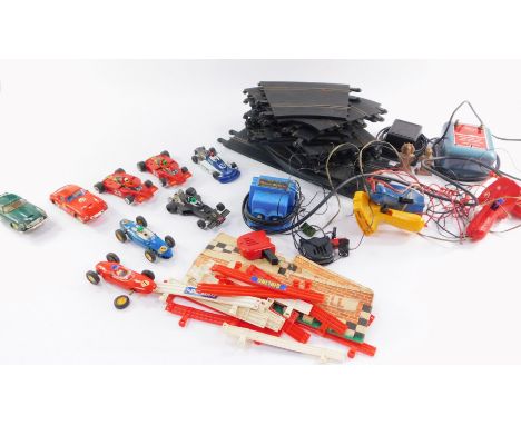 Scalextric, to include an assortment of cars, controllers and track. (a quantity)