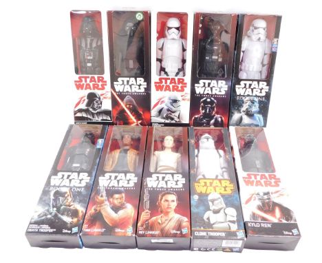 Hasbro Disney Star Wars figures, boxed, comprising Clone Trooper, two Storm Troopers, Kylo Wren, Darth Vader, Death Trooper, 