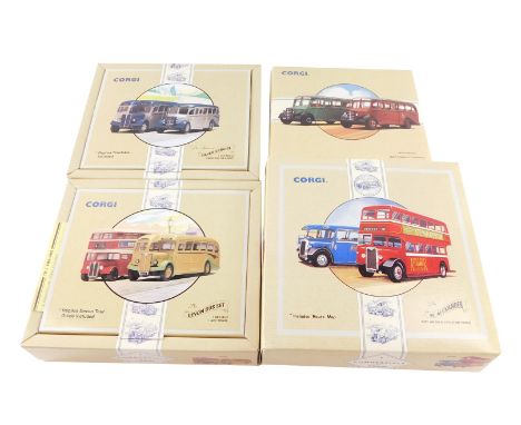 Four Corgi die cast bus sets, comprising The W Alexander Guy Arab &amp; Leyland Tiger, 97076., The Buses of Silver Service, 9