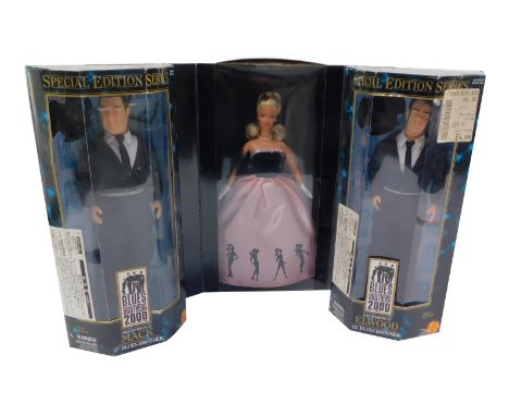 A Mattel Barbie Timeless Silhouette figure 29050, together with two Toy Biz, Blues Brothers 2000 figures, comprising John Goo