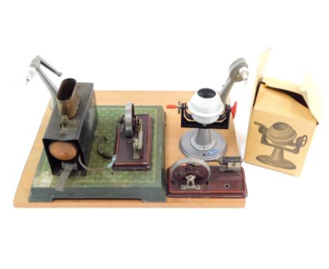 A stationary steam engine, probably Wilesco (AF), further steam driven wheel, and a Wilesco concrete mixer, boxed. (3)