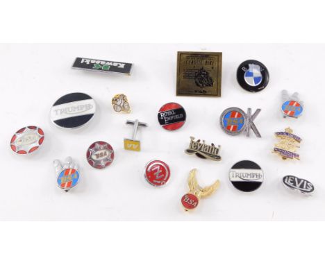Motorcycle enamel badges, including Triumph, BSA, BMW and Royal Enfield.  (a quantity)