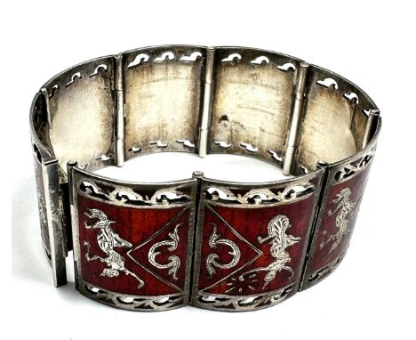 Vintage silver enamel bracelet weight 54g