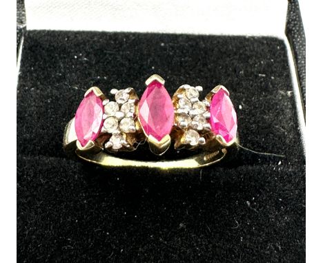 Vintage 9ct gold ruby &amp; diamond ring weight 2.9g