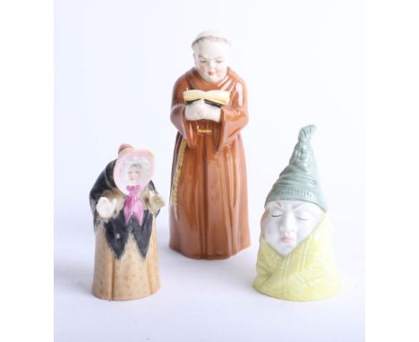 Three Royal Worcester candle snuffers, Monk, Mr Caudle and Granny Snow (3).
