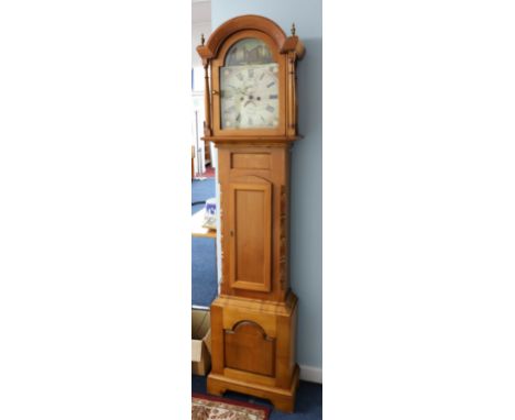 A Cornish pine cased longcase clock, with arched painted dial, marked 'F.Daniel, Marazion', with 8 day movement, two weights,