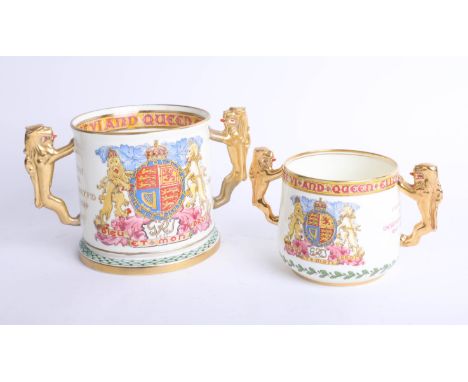 Paragon, a Geo VI Coronation loving cup, limited edition, no. 191/750, 1937, height 12cm and another smaller, approximately 9