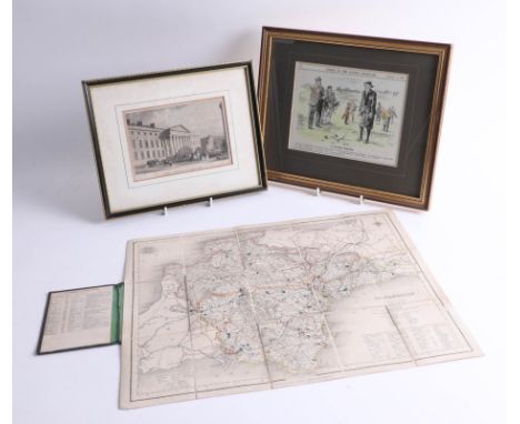 Walkers Devonshire original linen map, antiquarian print of Royal Theatre, Plymouth and a print by Punch, these are being sol