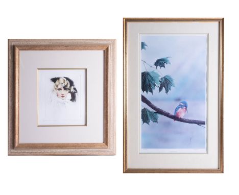 Nicholas, limited edition signed print 'Brief Respite' 243/500, also a watercolour of a Lady, After N. Bauer, largest 42cm x 