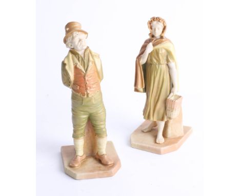 Worcester, a pair of figures models 835 and 1874, height 17cm.